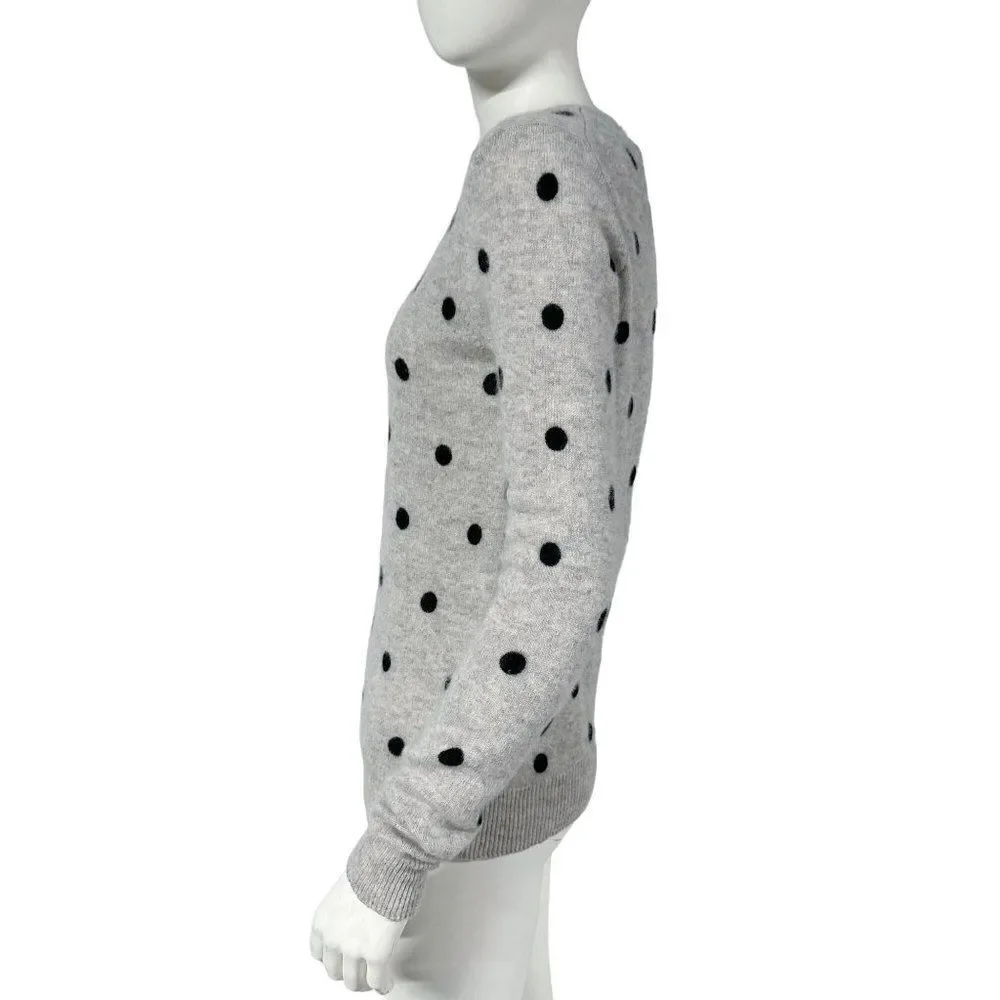 Cynthia Rowley 100% 2 Ply Cashmere Polka Dot Gray Sweater Womens Size M Medium - Picture 3 of 6